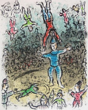  con - The Acrobats color lithograph contemporary Marc Chagall